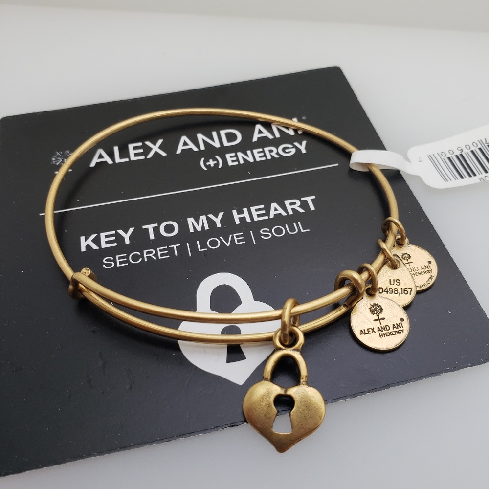 NWT Alex and Ani Key to my Heart gold